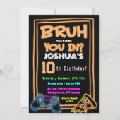 Neon Bruh In Je Pizza En Games Verjaardag Kaart (Voorkant)
