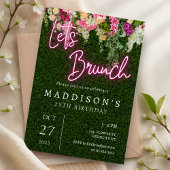 Neon Brunch Bloemen Achtergrond Tuin Verjaardagsfe Kaart