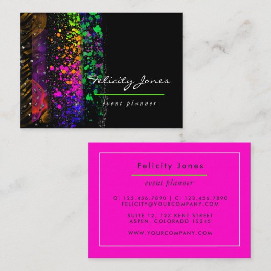 Neon Brush Strokes Visitekaartje (Voorkant / Achterkant)