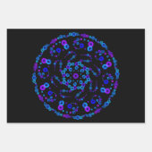 Neon Bubble Orbs Mandala op Black Inpakpapier Vel (Voorkant)