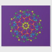 Neon Bubble Orbs Mandala op Diep Paars Cadeaupapier (Vlak)