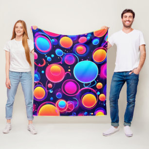 Neon Bubble Pattern Fleece Deken