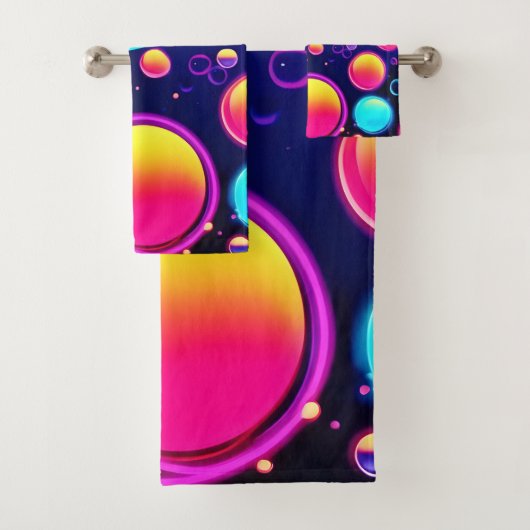 Neon Bubble Universe Bad Handdoek (Insitu)