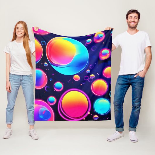 Neon Bubble Universe Fleece Deken (In situ)