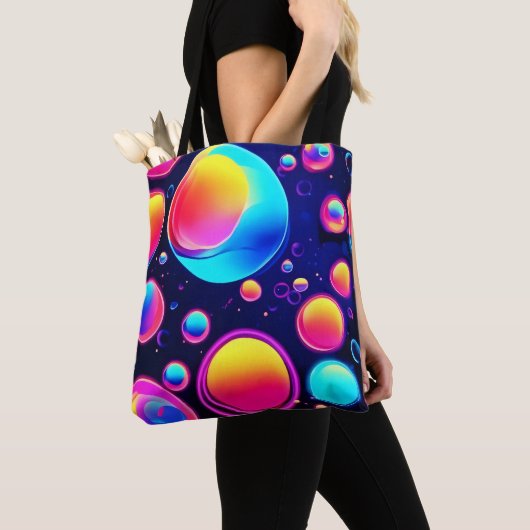 Neon Bubble Universe Tote Bag (Dichtbij)