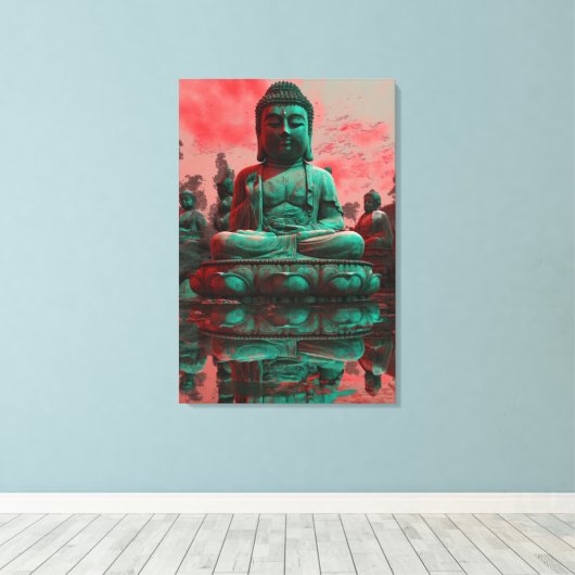Neon Buddha Canvas Afdruk (Insitu (Houten vloer))