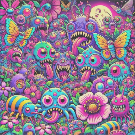 Neon bug invasie sticker (Voorkant)