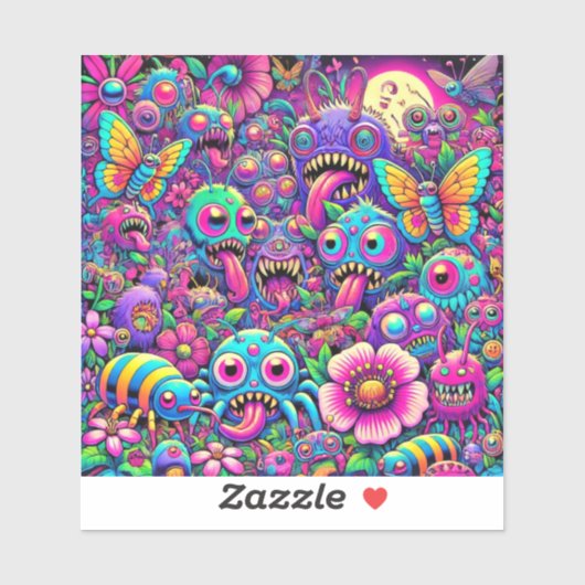 Neon bug invasie sticker (Vel)