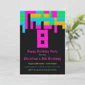 Neon Building Blocks 8th Birthday (Staand voorkant)