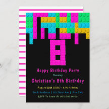 Neon Building Blocks 8th Birthday