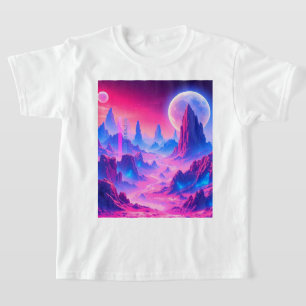 Neon buitenaardse planeet landschap   Sci-Fi Fanta T-shirt