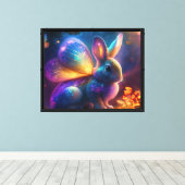 Neon Bunny Canvas Afdruk (Insitu (Houten vloer))