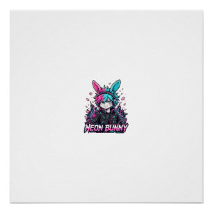 Neon Bunny Cyberpunk Anime T-Shirt — Anime Perfect Poster
