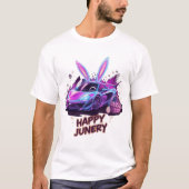 Neon Bunny-Drive | "Happy Junery" T-Shirt Design (Voorkant)
