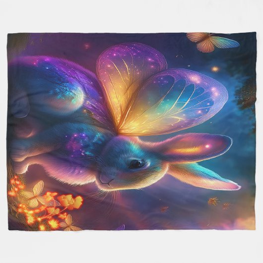 Neon Bunny Fleece Deken (Voorkant (Horizontaal))