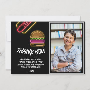 Neon Burger & Hotdog Dankkaart Bedankkaart