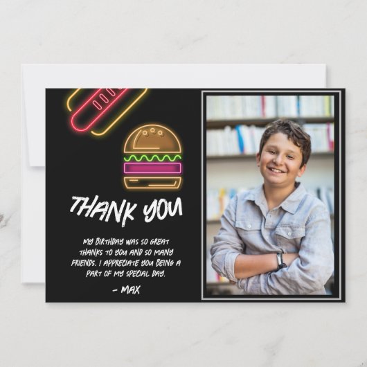 Neon Burger & Hotdog Thank You Card Bedankkaart (Voorkant)