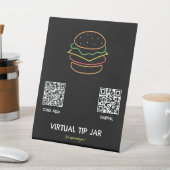 Neon Burger Virtual Tip Jar Tabletop Sign Reclamebord Met Voetstuk (Insitu)