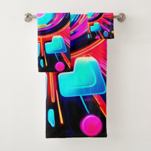 Neon Burst: Abstracte energie Bad Handdoek