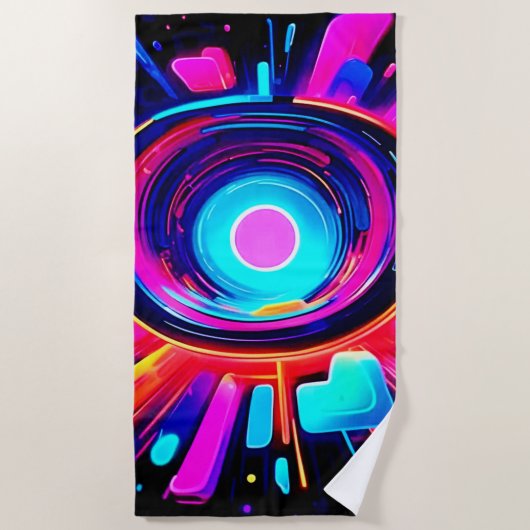 Neon Burst: Abstracte energie Strandlaken (Voorkant)