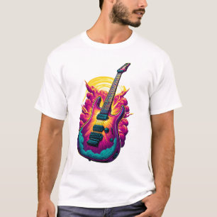 Neon Burst Elektrische Gitaar Kunstwerk T-shirt