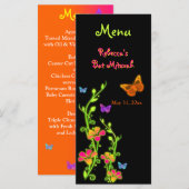 Neon Butterflies en Flowers Menu Kaart (Voorkant / Achterkant)