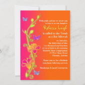 Neon Butterflies & Flowers Bat Mitzvah Invite 2 Kaart (Achterkant)