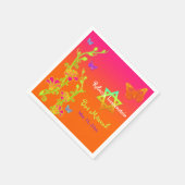 Neon Butterflies & Flowers Bat Mitzvah Napkins 2 Servetten (Hoek)