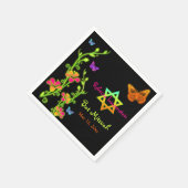 Neon Butterflies & Flowers Bat Mitzvah Napkins Servet (Hoek)