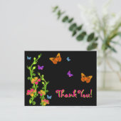 Neon Butterflies & Flowers Bedankt Post Kaart (Staand voorkant)