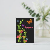 Neon Butterflies & Flowers Enclosure Card Informatiekaartje (Staand voorkant)