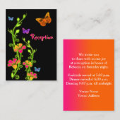 Neon Butterflies & Flowers Enclosure Card Informatiekaartje (Voorkant / Achterkant)