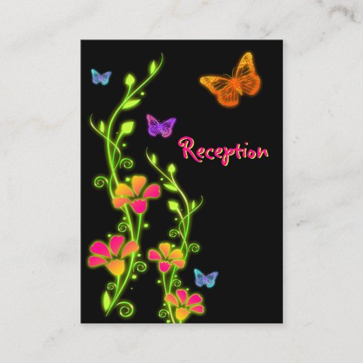Neon Butterflies & Flowers Enclosure Card Informatiekaartje (Voorkant)