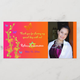 Neon Butterflies & Flowers Foto Hartelijk dank 2 Bedankkaart