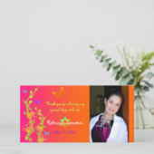 Neon Butterflies & Flowers Foto Hartelijk dank 2 Bedankkaart (Staand voorkant)