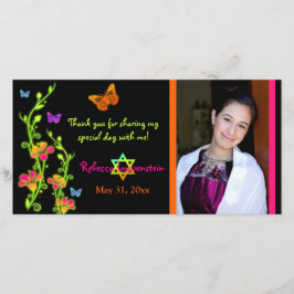 Neon Butterflies & Flowers Foto Hartelijk dank Bedankkaart