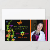 Neon Butterflies & Flowers Foto Hartelijk dank Bedankkaart (Voorkant / Achterkant)