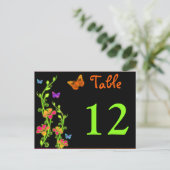 Neon Butterflies & Flowers Table Number Post Card Briefkaart (Staand voorkant)