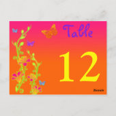 Neon Butterflies & Flowers Table Number Post Card Briefkaart (Achterkant)
