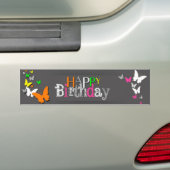 Neon Butterflies Happy Birthday - Bumpersticker (Op auto)