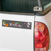 Neon Butterflies Happy Birthday - Bumpersticker (Op Truck)