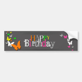 Neon Butterflies Happy Birthday - Bumpersticker