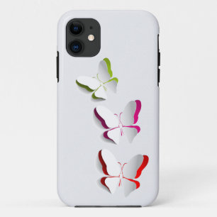 Neon Butterflies op White Case-Mate iPhone Case