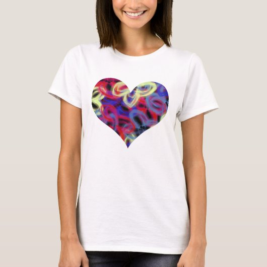 Neon Butterfly Abstract Heart Shape T-Shirt (Voorkant)