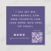 Neon Butterfly esthetics Social Media & QR Code Vierkante Visitekaartje (Achterkant)