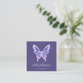 Neon Butterfly esthetics Social Media & QR Code Vierkante Visitekaartje (Staand voorkant)