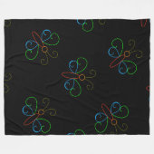 Neon Butterfly Fleece Deken (Voorkant (Horizontaal))
