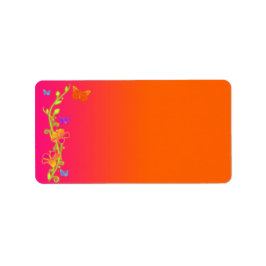 Neon Butterfly & Flowers Blank Address Label