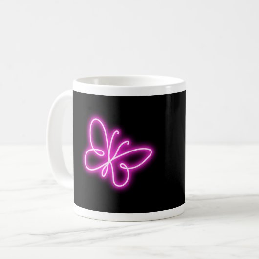 Neon butterfly koffiemok (Voorkant links)