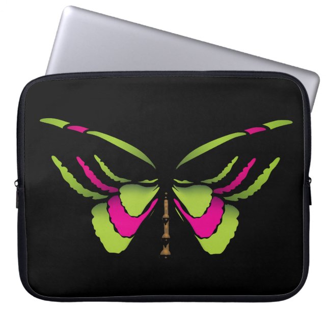 Neon Butterfly Laptop Sleeve (Voorkant)
